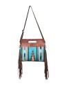 Madosh, Western Style Tote Bag for Women Bohomian Turquoise Aztec Embossed Crossbody Purse Saddle Slingbag